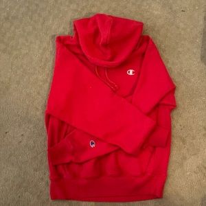 Red champion hoodie